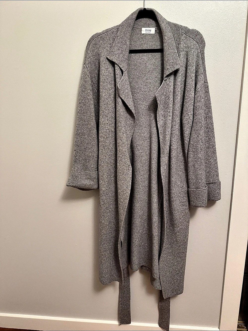 Bluivy Gray Belted Open Front Cardigan Size Small Like New